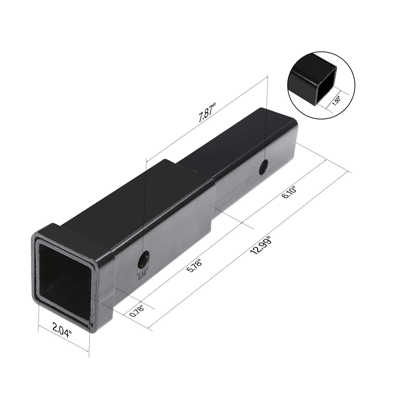 Trailer Hitch Extension 2In 2” Receiver Extender 5/8 In Pin Hole 4000Lbs Towing