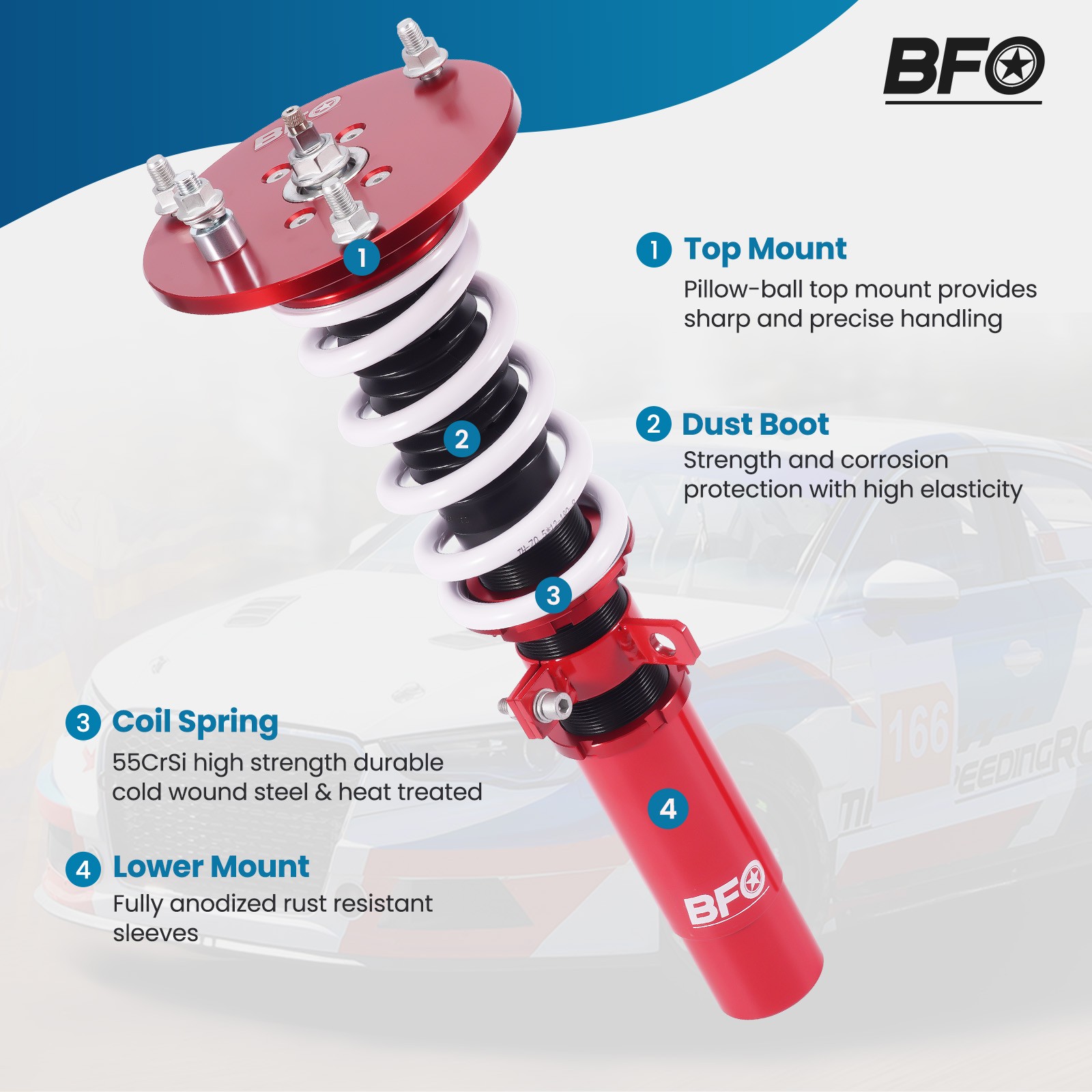 BFO 24 Level Damper Coilovers Lowering Kit For BMW 3-Series RWD (F30) 2011-2019
