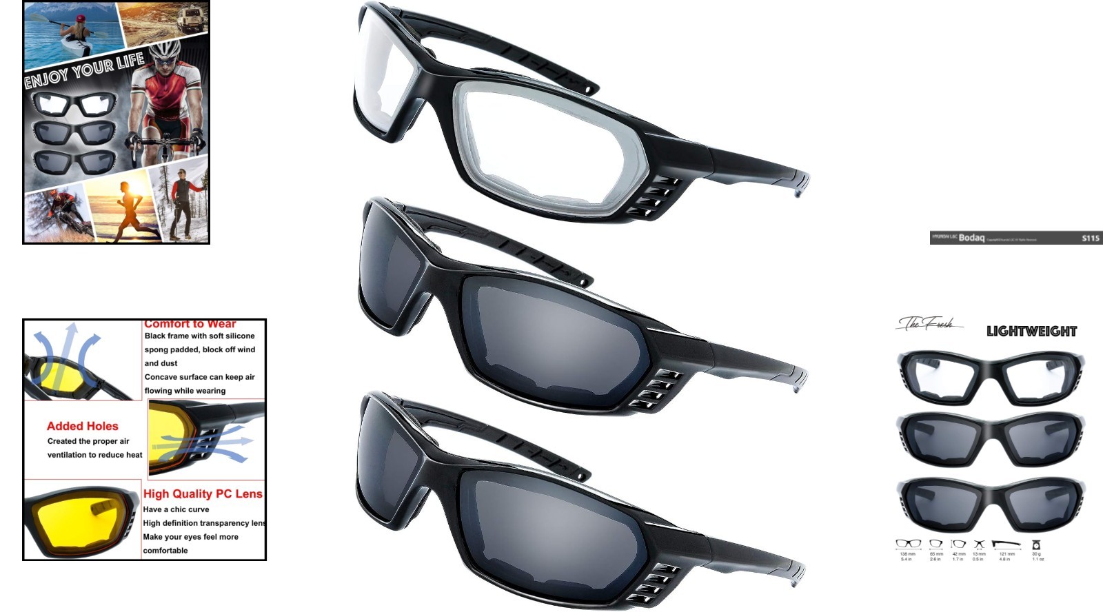 Versatile Cycle Riding Goggles with 100% UV Protection – 3 Lens Options Included