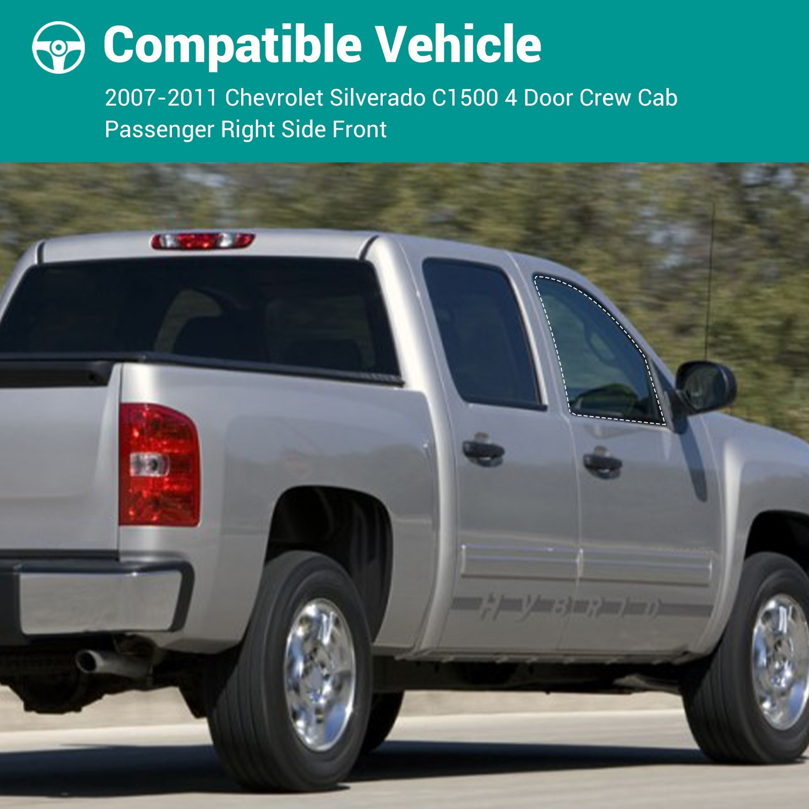 Right Side Front Door Window Glass For 07-11 Chevy Silverado GMC Sierra Pickup