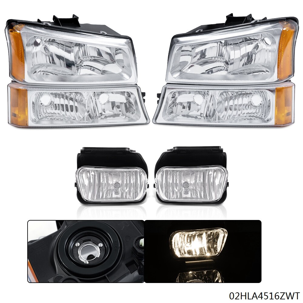 Fit For 2003-2007 Chevy Silverado/Avalanche Headlights + Fog Lights