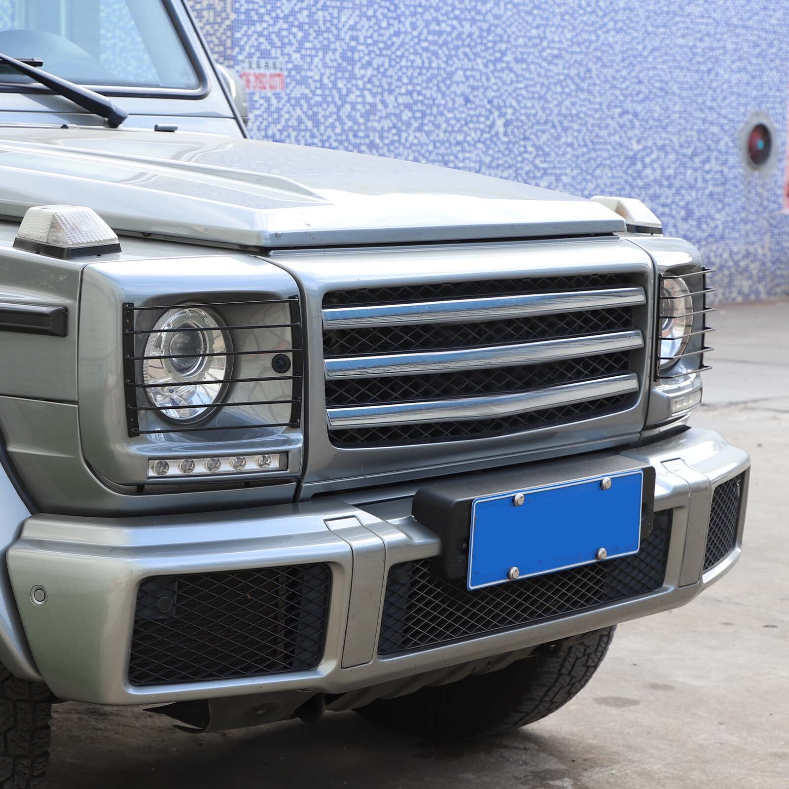2PCS Carbon Steel Headlight Protective Net Cover For Benz G-Class 2007-2018