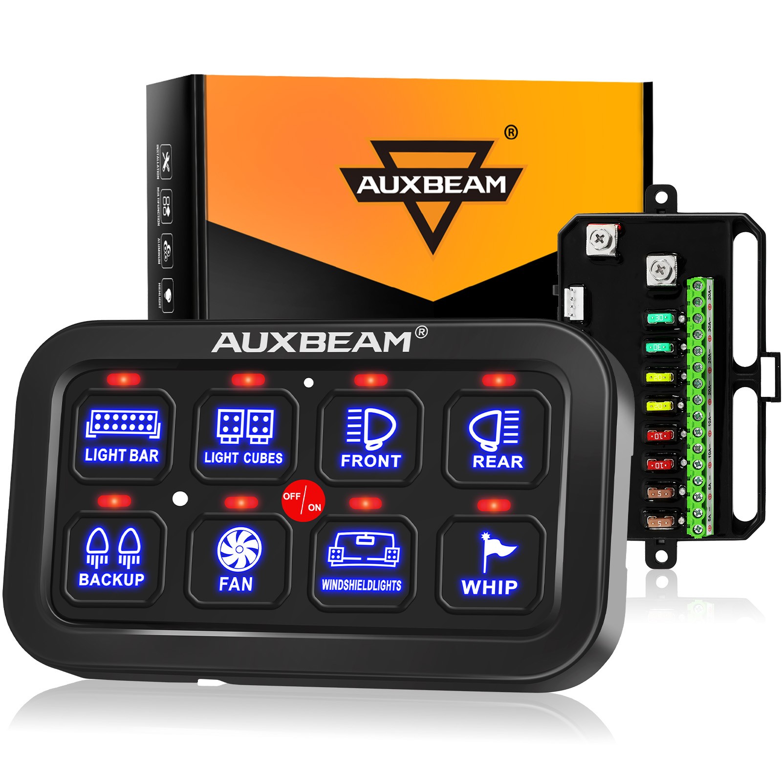AUXBEAM 8 GANG LED SWITCH PANEL KIT AUTOMATIC DIMMABLE OFF ROAD LIGHT CONTROLLER