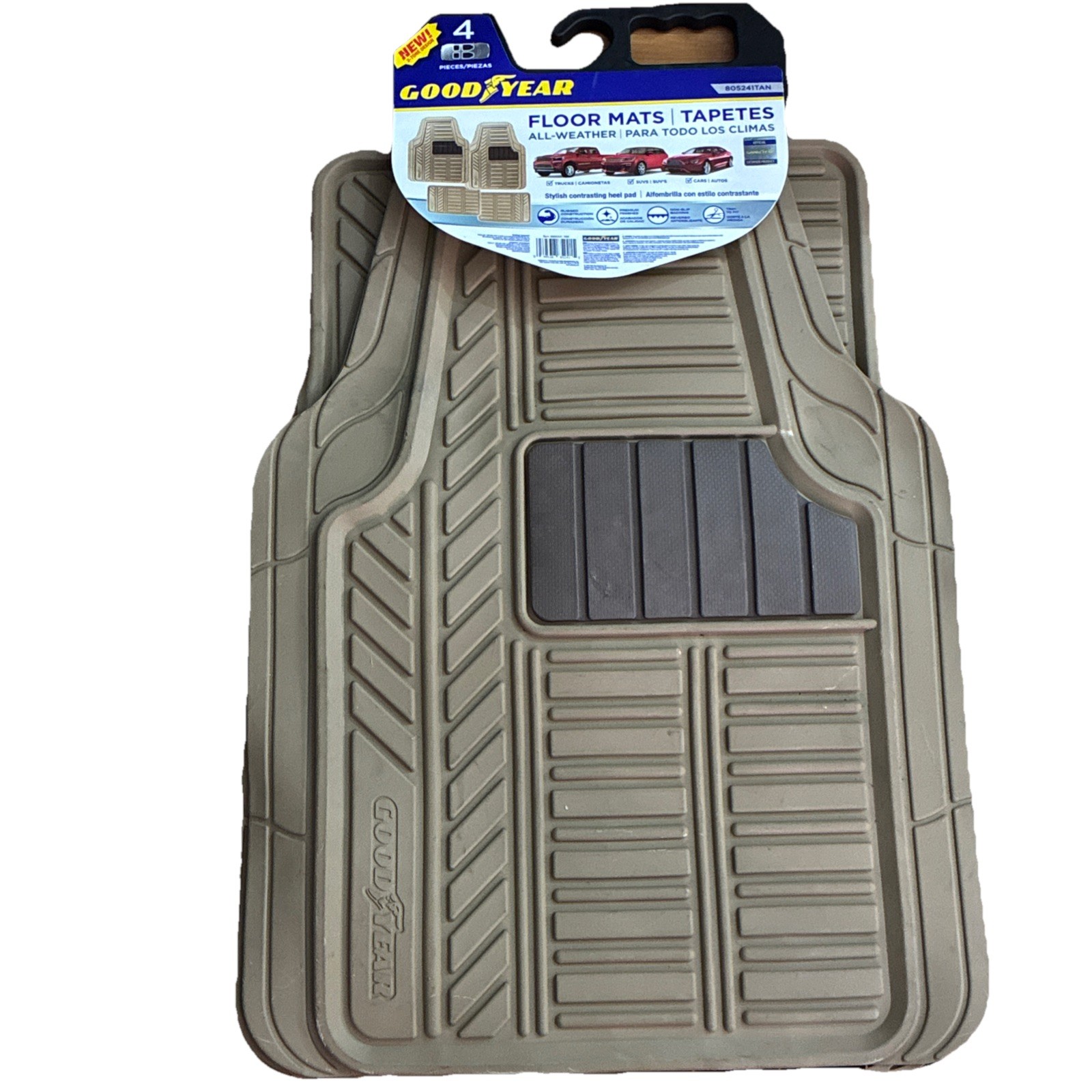 Good Year Floor Mats All Weather Trucks, SUV, Cars, Tan Front 2 Back 2