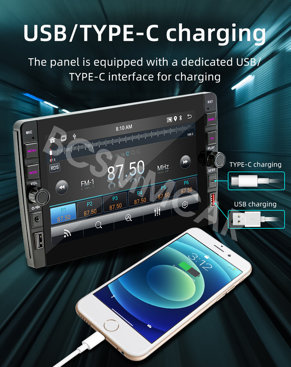 Stereo Radio 9in Car GPS Navigation Android 12 MP5 Player WIFI/FM/USB Head Unit
