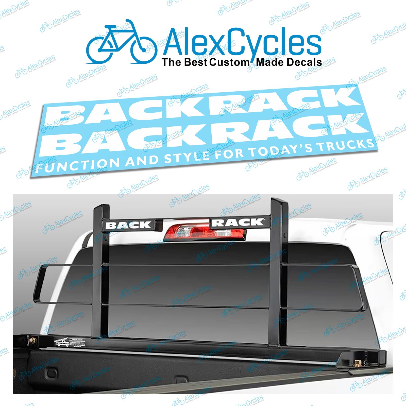 BACK RACK Replacement White Vinyl Decals STICKER Set Truck Split Word 9″ Each