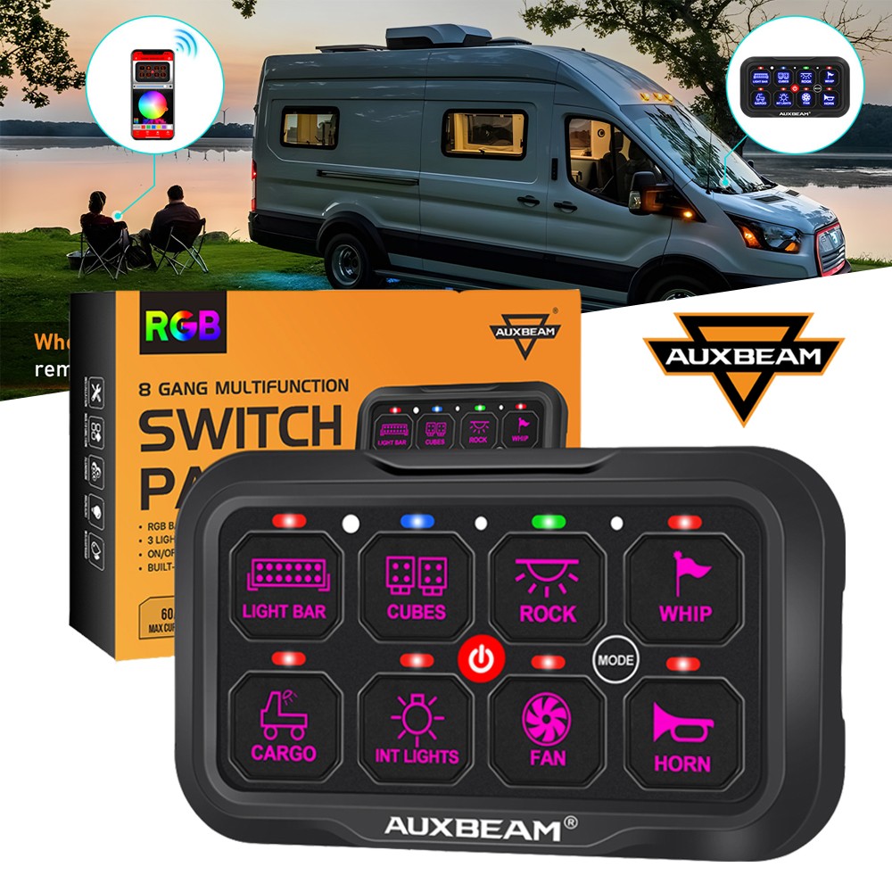 AUXBEAM 8 Gang AR-800 RGB Switch Panel bluetooth APP For Can-Am Maverick X3 Max