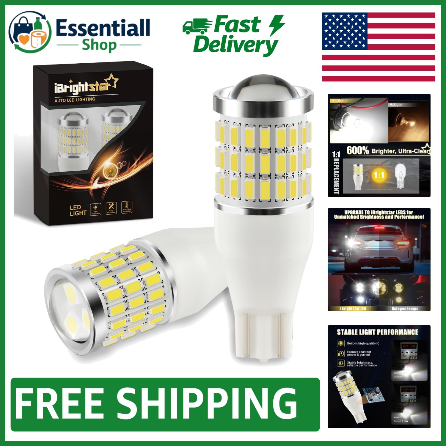 Durable 921 LED Reverse Light Bulbs, 50,000 Hours Lifespan – White 6000K, 2 Pack