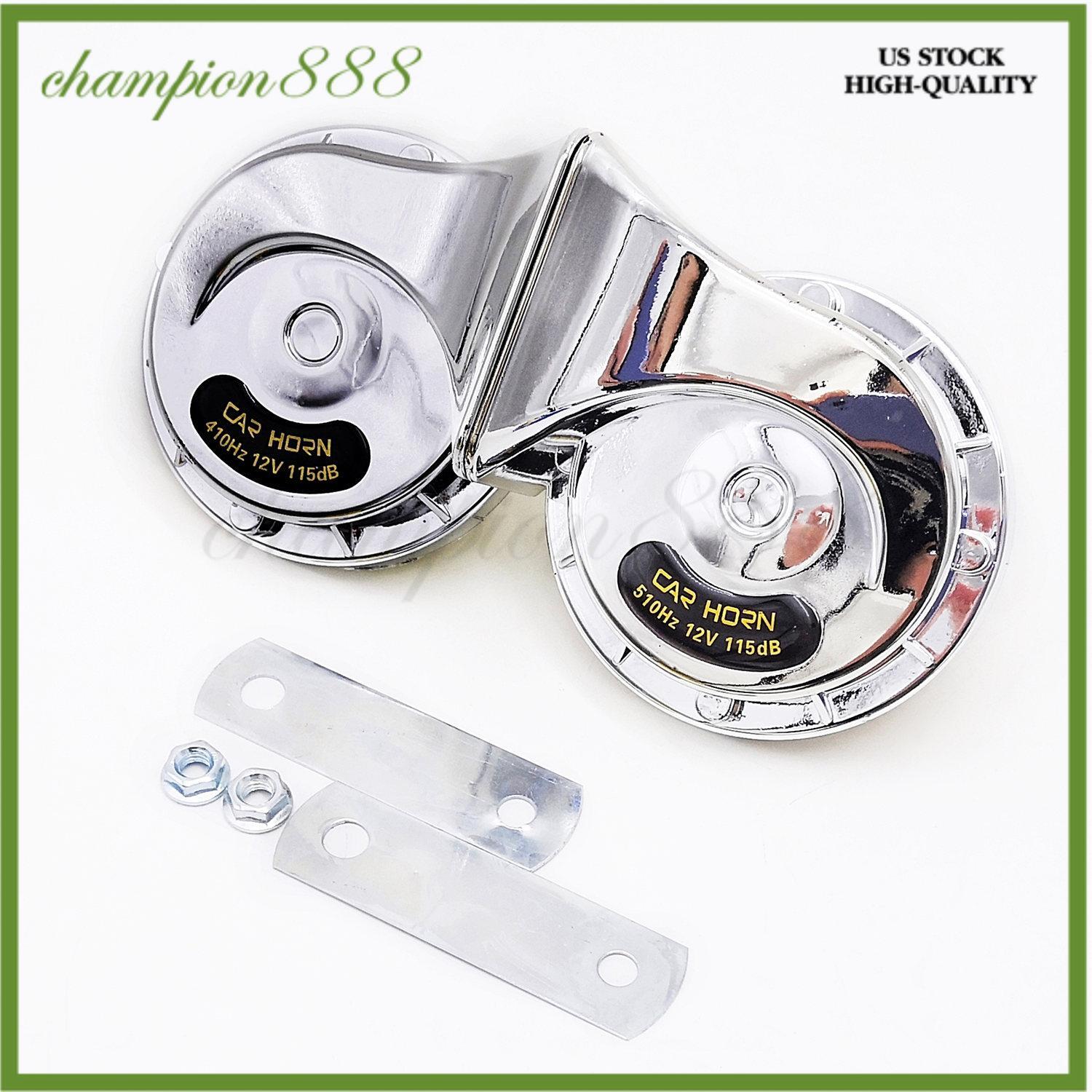 12V 110DB Chrome Super Loud Horn Waterproof For Motorcycles Cars Truck SUV Boat