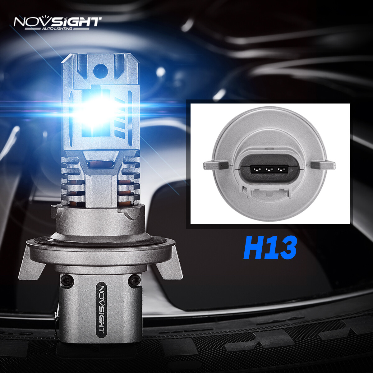 NOVSIGHT LED Headlight Bulbs H13 9008 6500K 55W High Low Beam 300% Super Bright