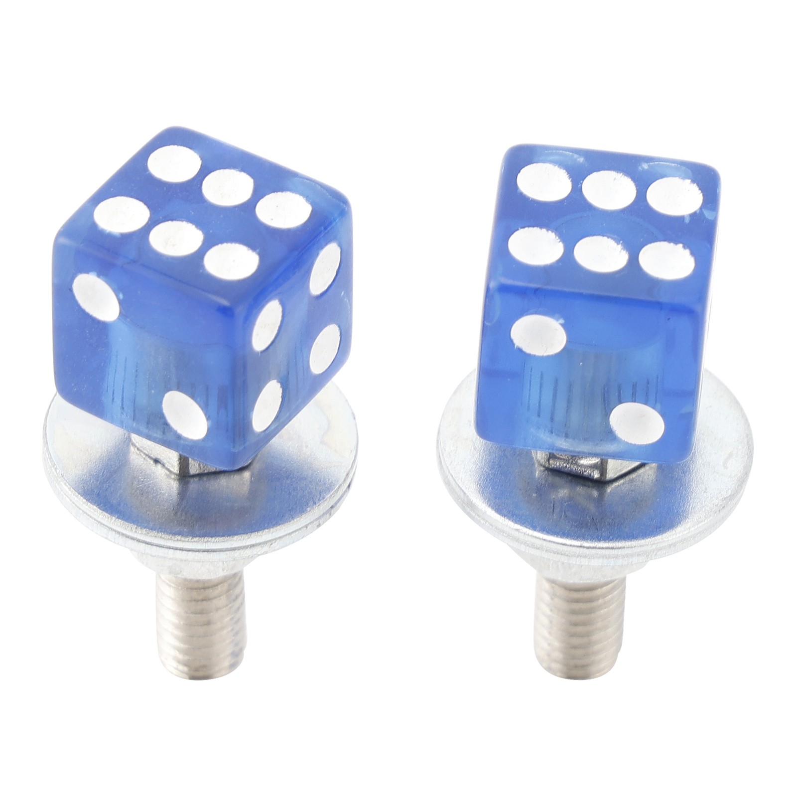 👌2x Motorcycle Bike Plastic Blue Dice License Plate Bolt On Screw On Frame Nut