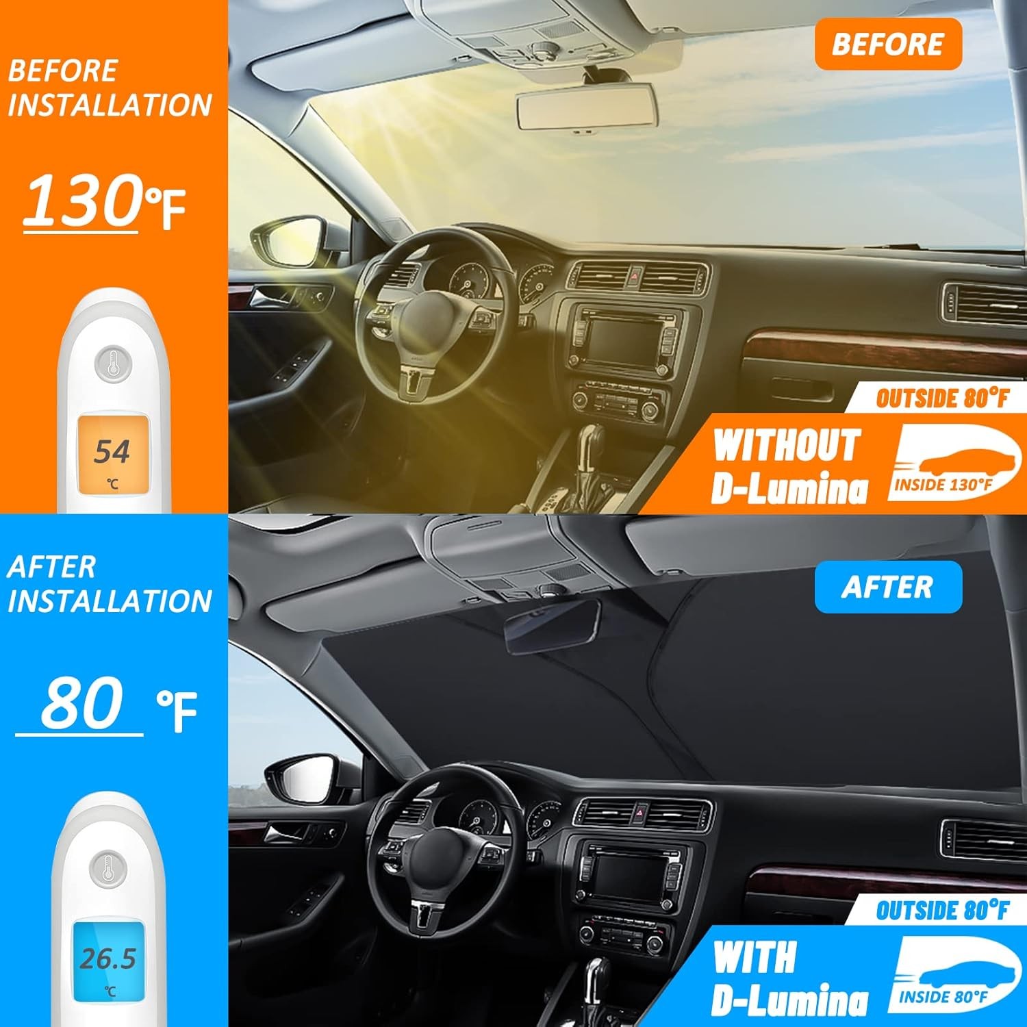 Car Windshield Sun Shade Visor UV Rays Block Cover US Flag For Ford Accessories