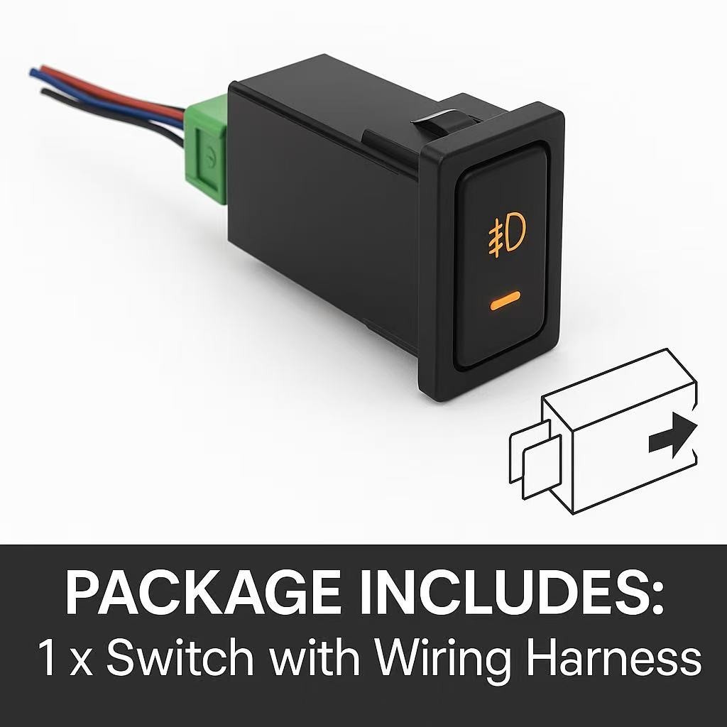 4-Pole 12V Push Button Switch w/LED Indicator Light Fog Lights For Toyota etc