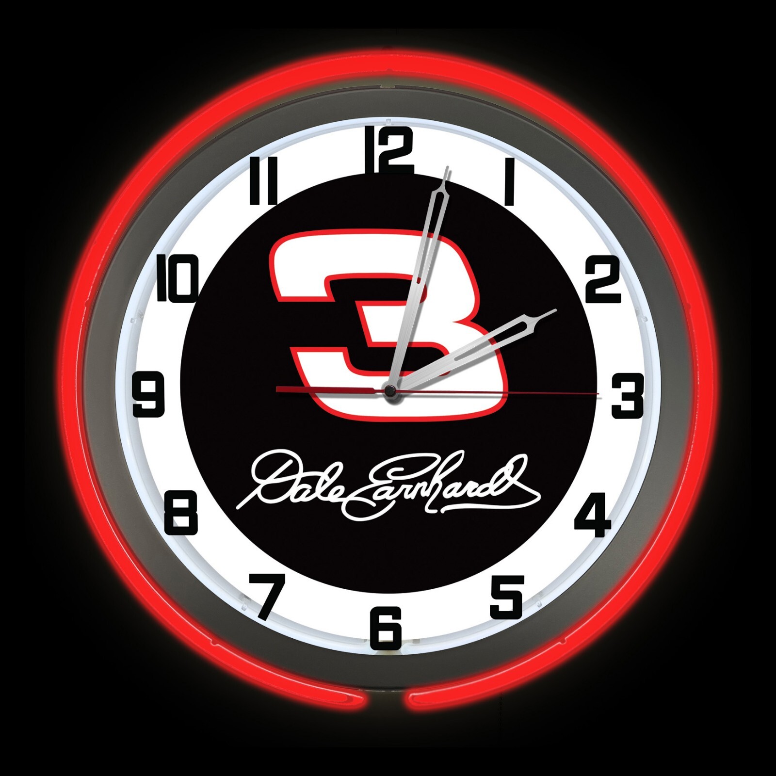 DALE EARNHARDT INTIMIDATOR NASCAR RACING 19″ Double Neon Clock Black Red Sign