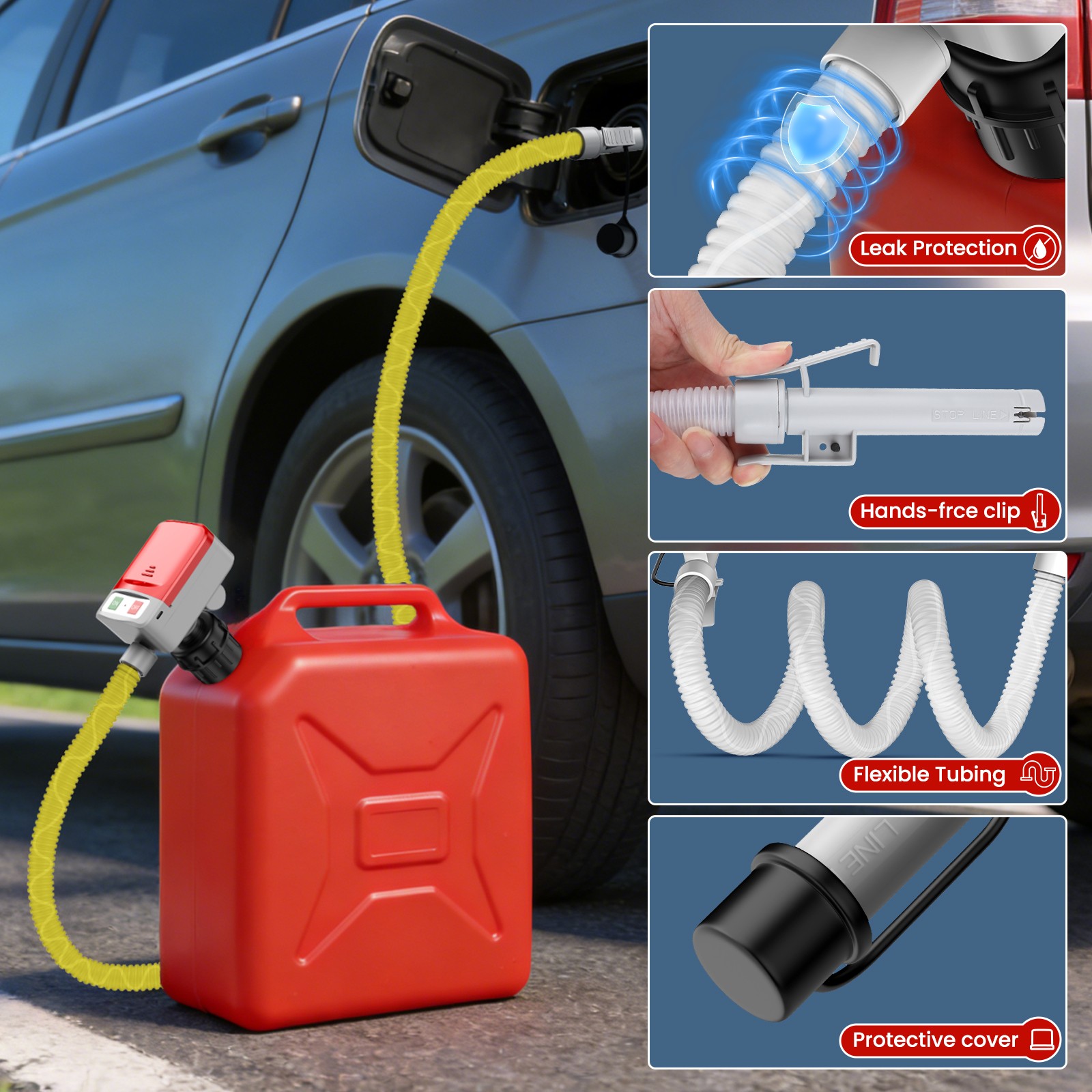 2in1 Automatic Portable Fuel Transfer Pump, Auto-Stop for Gas Diesel&Oil 3.2 GPM