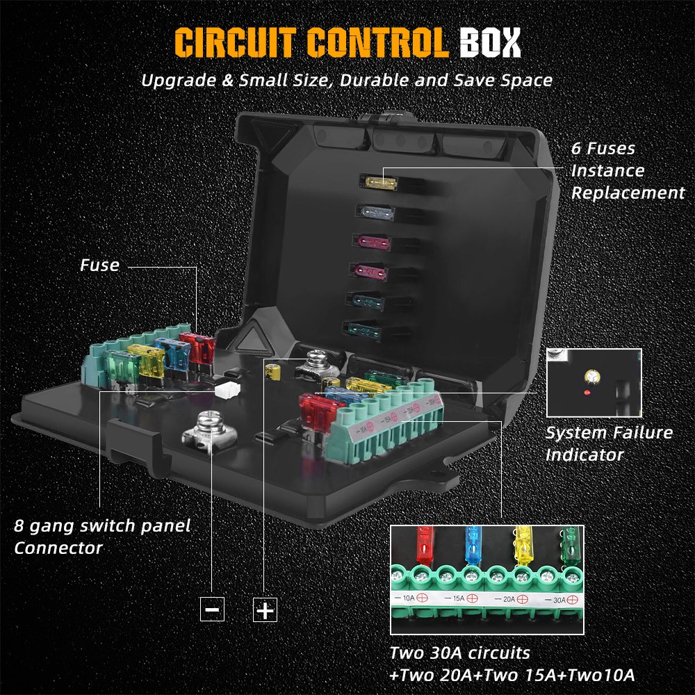 AR-800 Multifunction 8 Gang RGB Switch Panel bluetooth APP Controller For SUV