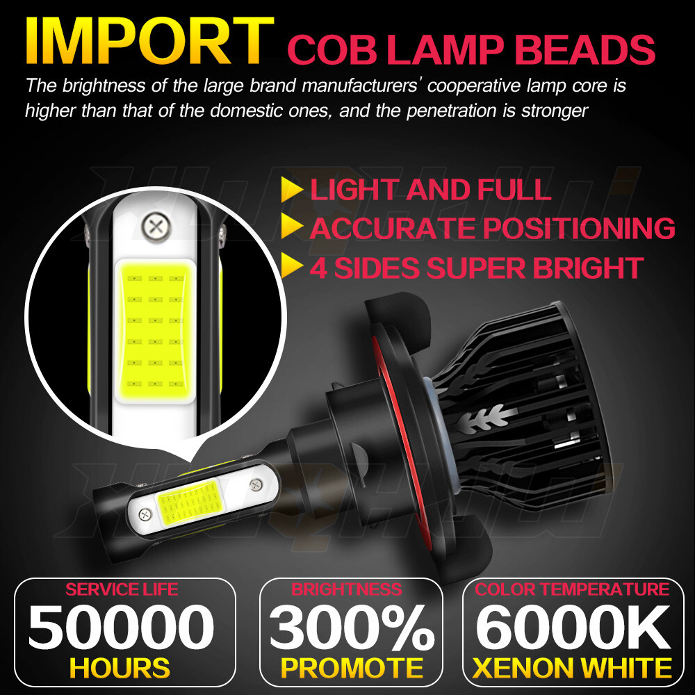 2X H13 9008 Super Bright LED Headlight Bulbs Kit 660000LM 6000K White Hi-Lo Beam