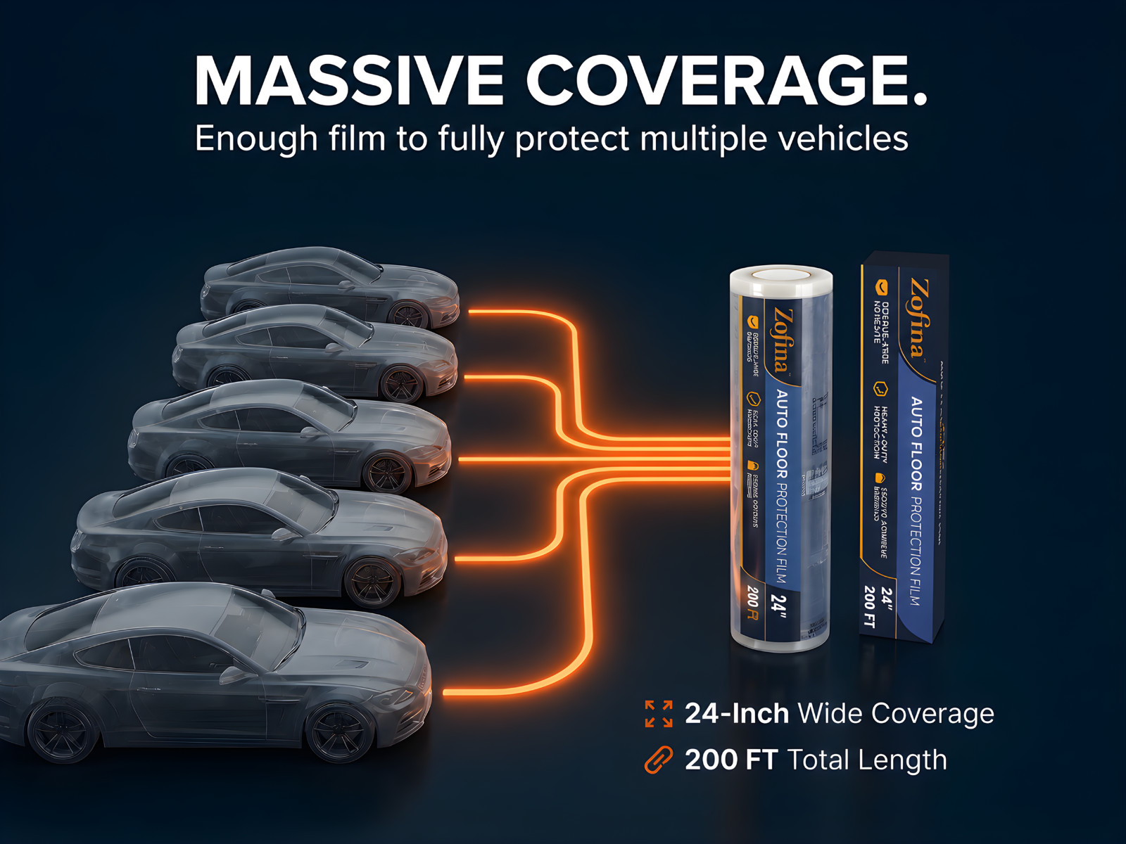 Auto Adhesive Floor Mat 24” x 200 ft | 4 Mil Heavy-Duty Carpet Protector Film