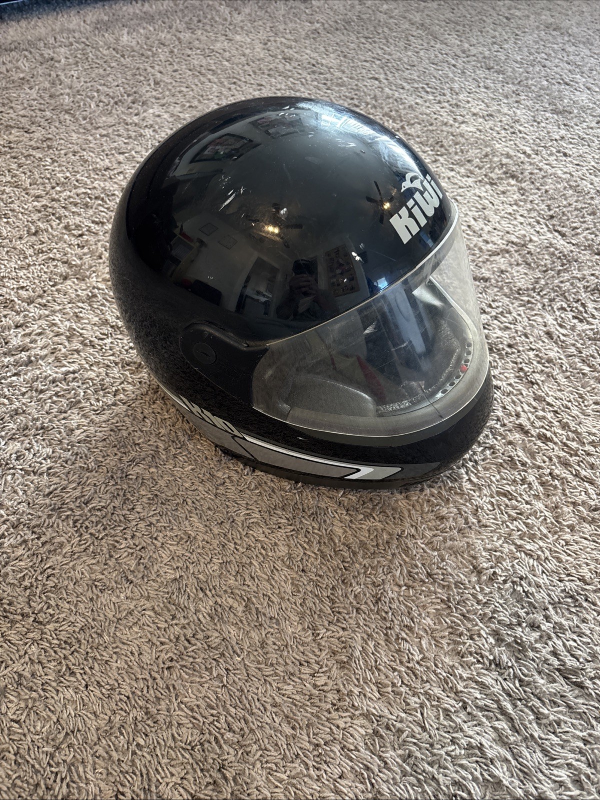 Kiwi Mototcycle Helmet K10 Visor Strap Black Vintage