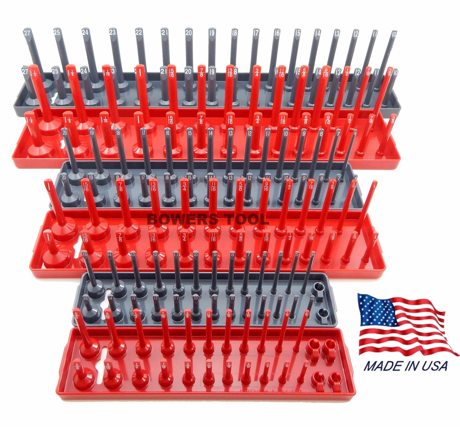 Hansen Global 6pc Socket Tray Rack Organizer Set 1/4 3/8 1/2” Metric SAE USA