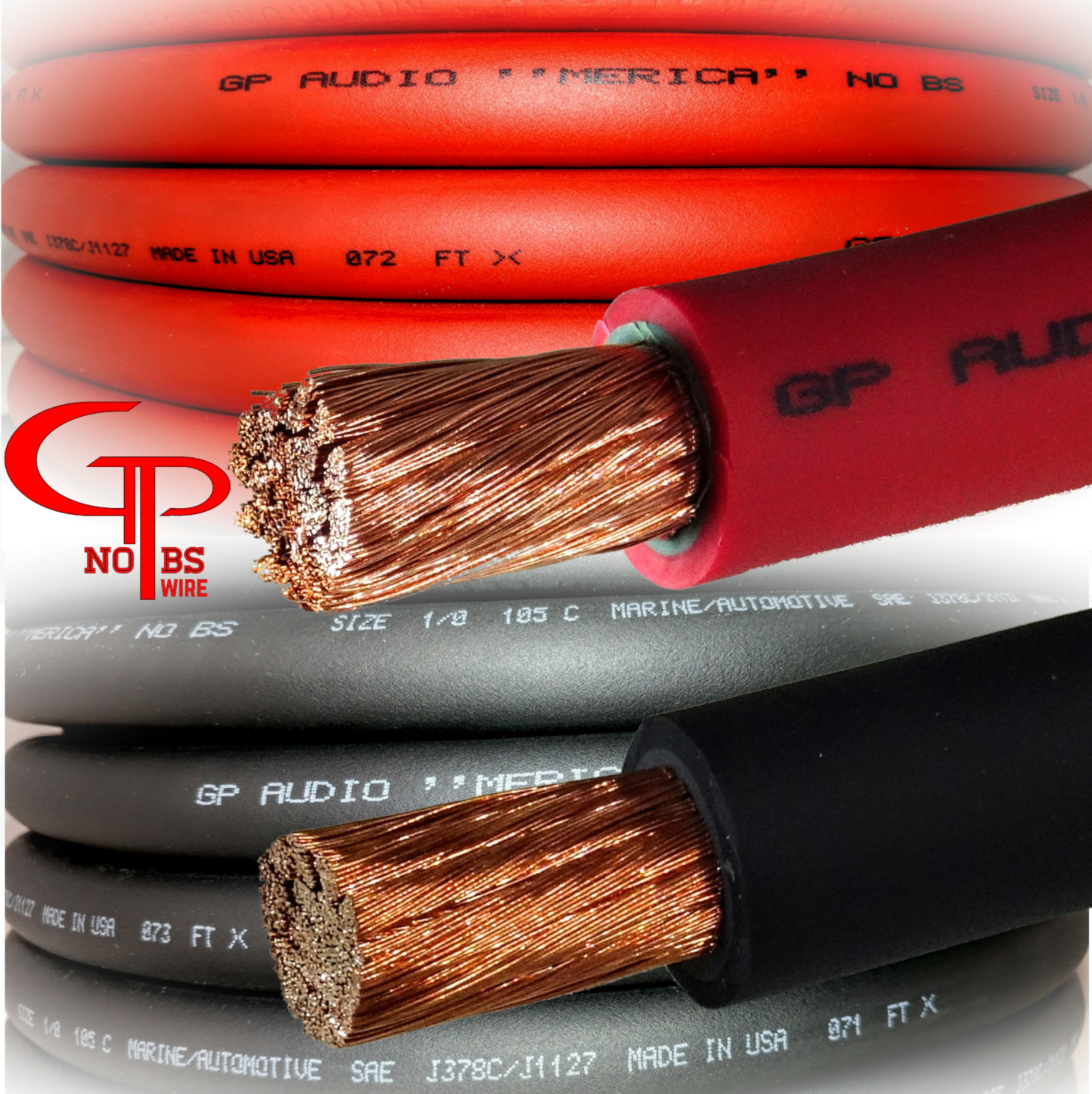 20 ft TRUE AWG 1/0 Gauge OFC Power Wire 10 ft RED 10 ft BLACK Ground Car Audio