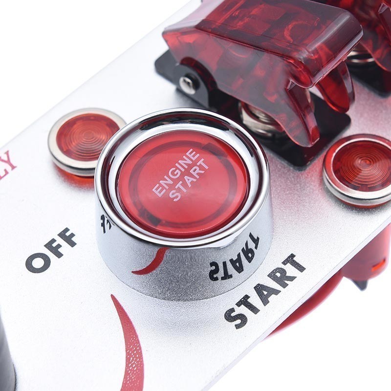 Racing Car Carbon Ignition Button Switch Panel Engine Start Push LED 12V Toggle