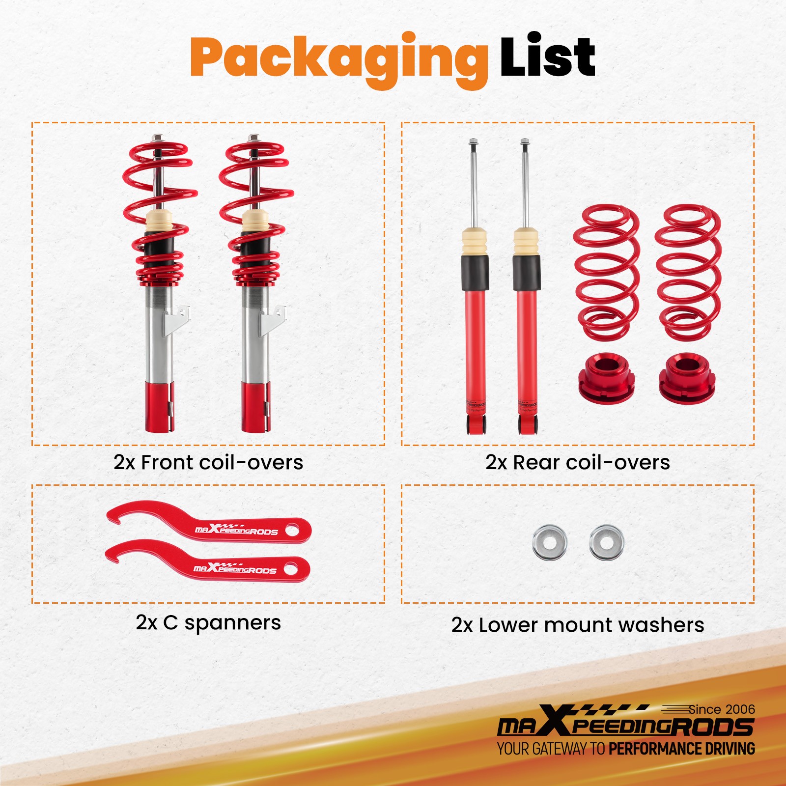 MaXpeedingrods COILOVER Suspension KIT FOR VW MK5 MK6 GOLF/JETTA 06-14 Struts