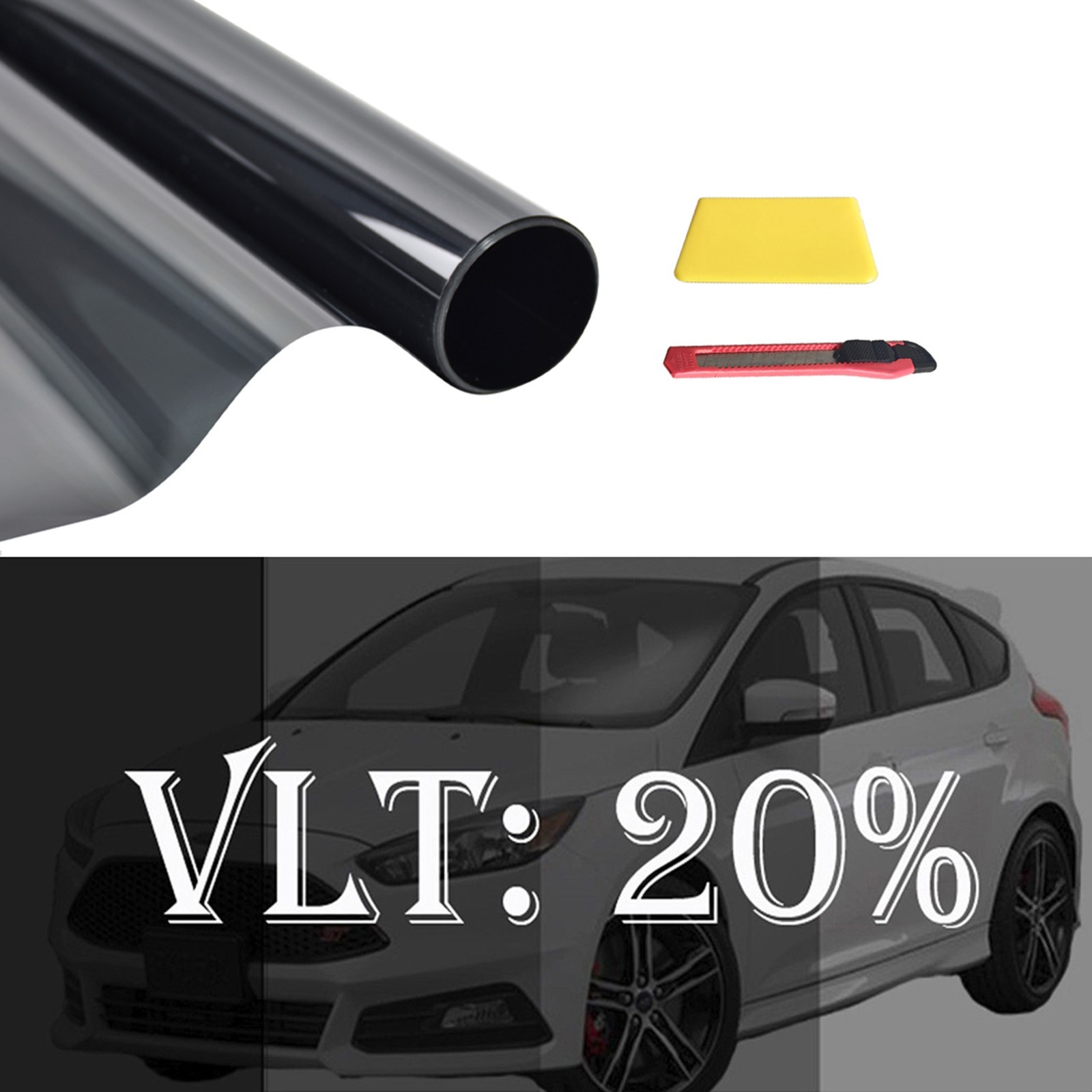 2Ply Uncut Roll Window Tint Film 20% VLT 20″ x 100′ Ft Car Truck UV Protection