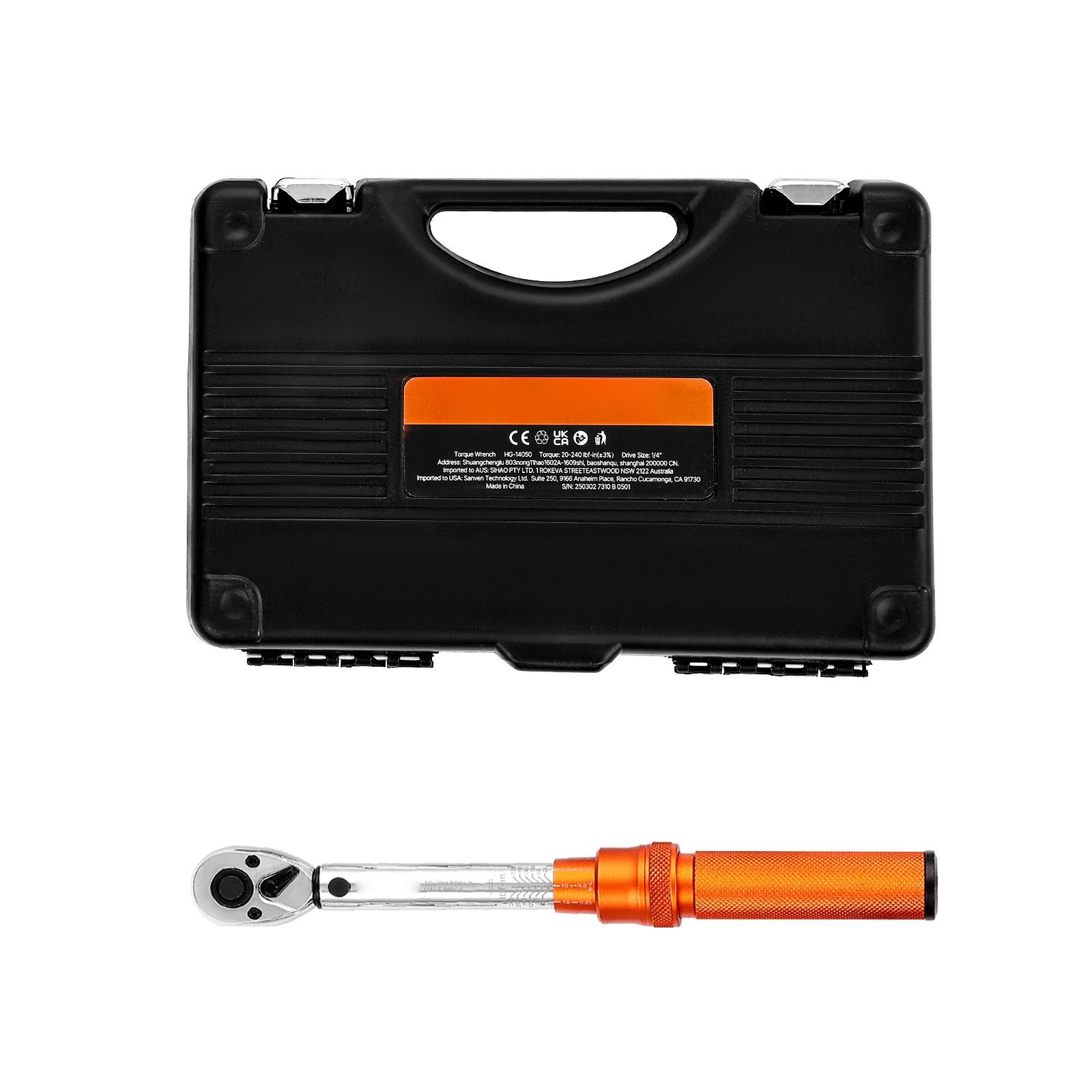 20-240 lbf-in Click Torque Wrench 1/4 Drive, Dual Range Scale, ±3% Precision Set