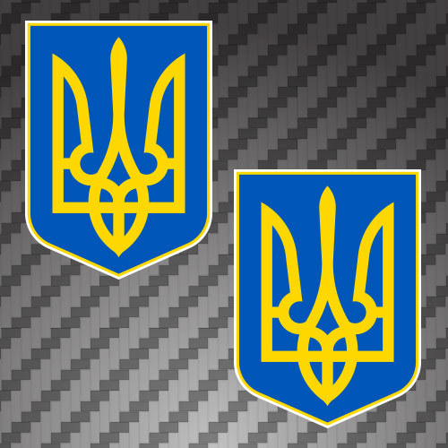 2x Tryzub Ukraine Flag 4″ Coat of Arms vinyl bumper sticker decals Ukranian