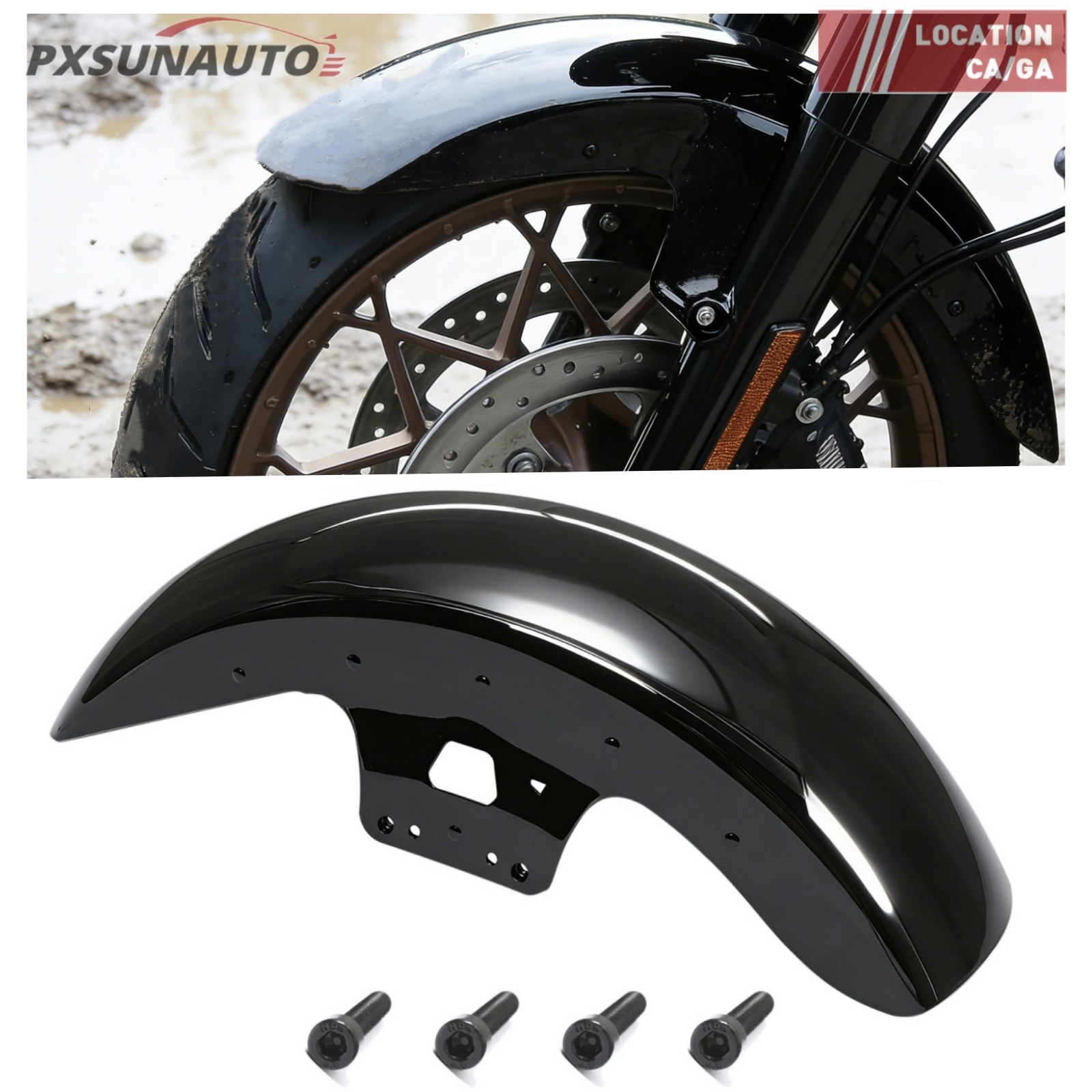 Black Front Fender For Harley Touring Street Glide Road King 2014-2023