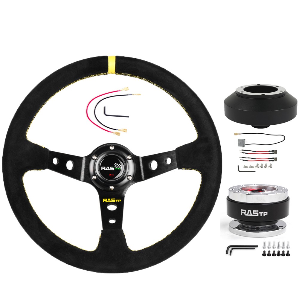 14in Steering Wheel+Quick Release+Short Hub Adapter For Nissan 350Z 370Z G35 G37