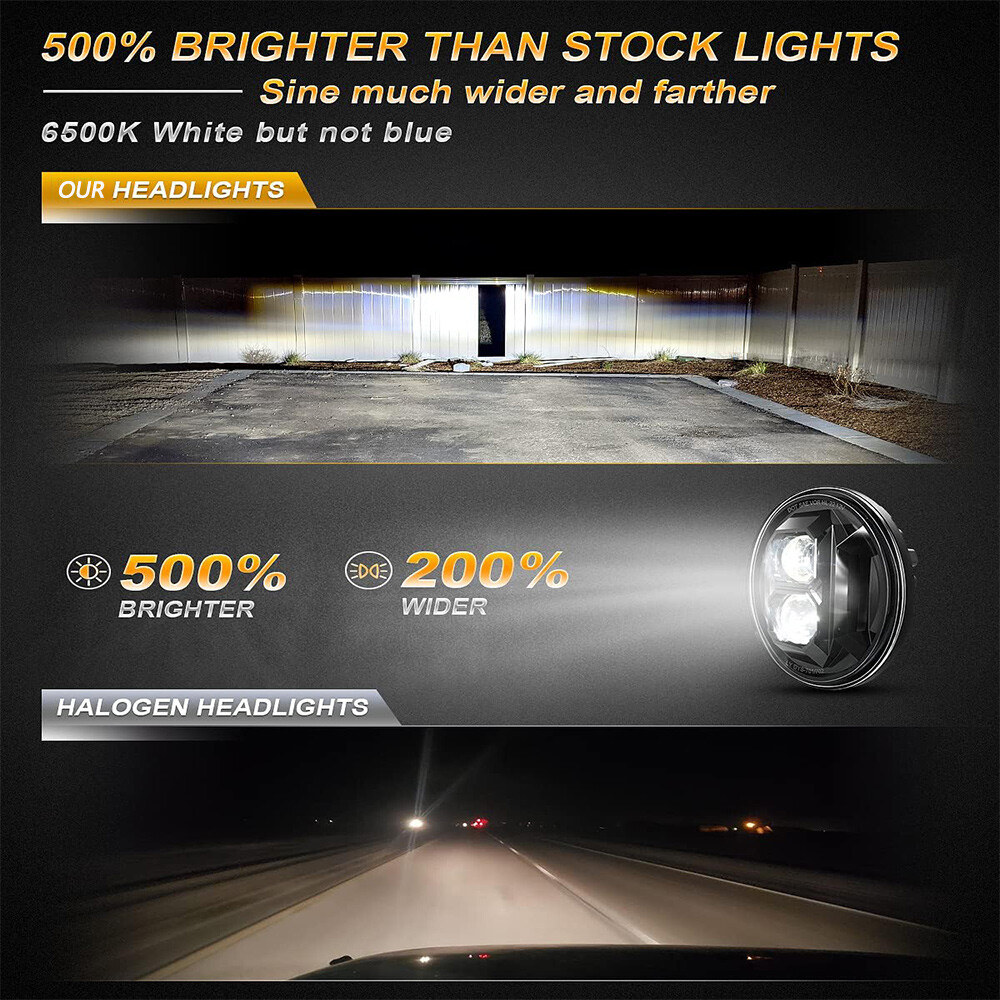 2x DOT 7″inch Round LED Headlights High&Low Beam For Chevy C10 C20 Pickup Truck