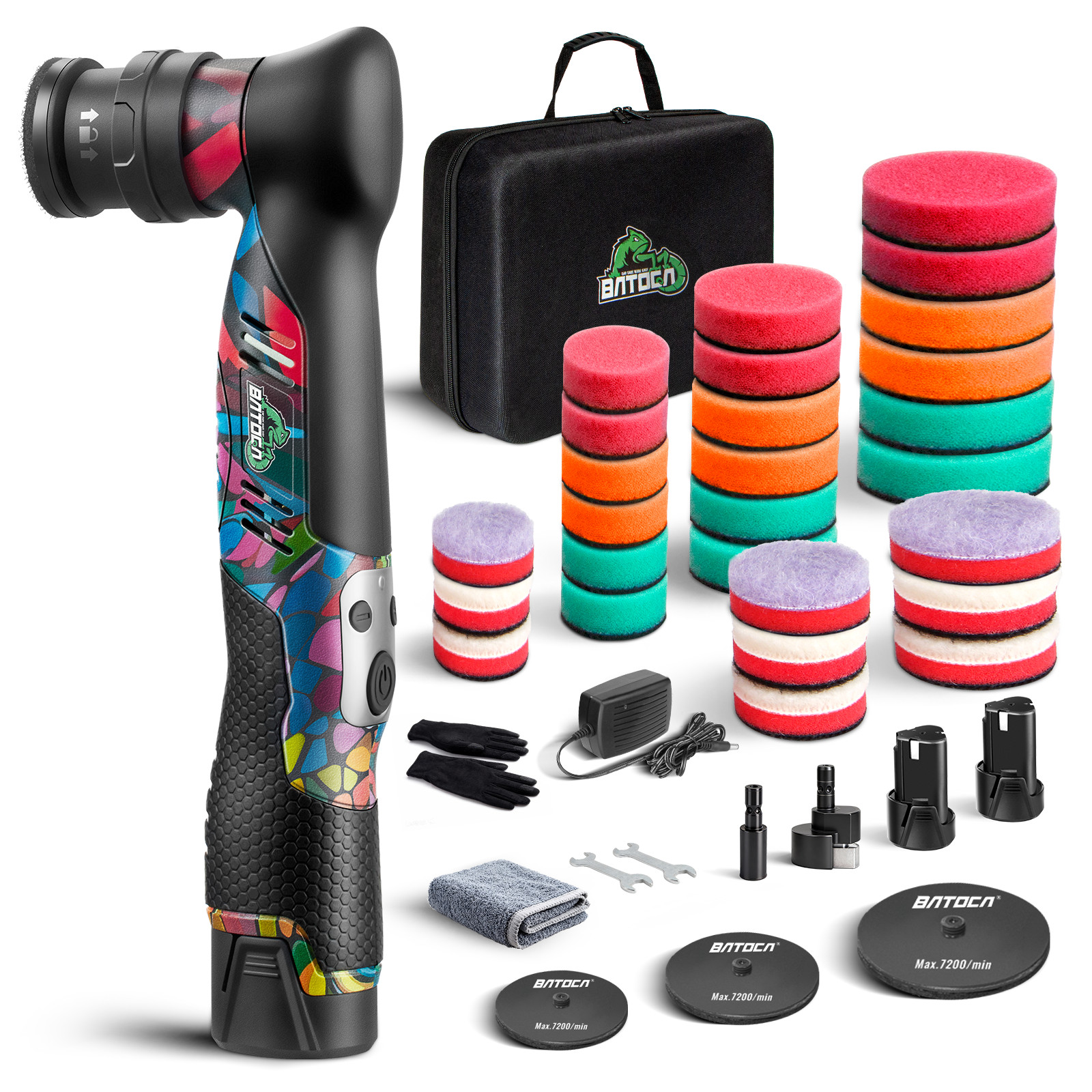BATOCA S5 Cordless Mini Car Polisher Buffer Sander 1″ 2″ 3″ Polishing Machine DA
