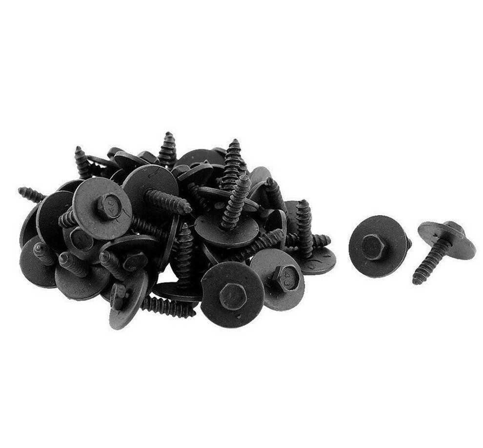 50 PCS Car Body Fender Metal Screws Bumper Moulding Retainer Clips Bolts 7mm Hex
