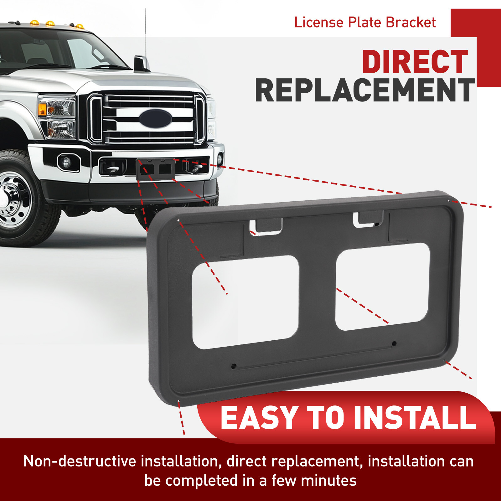 Front License Plate Tag Bracket Holder For Ford F-250 F250 Super Duty 2011-2016