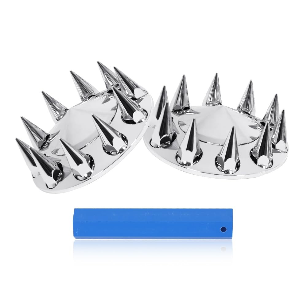 XIUHUA Chrome ABS Front Axle Wheel Cover for Semi 22 inches, Spiked