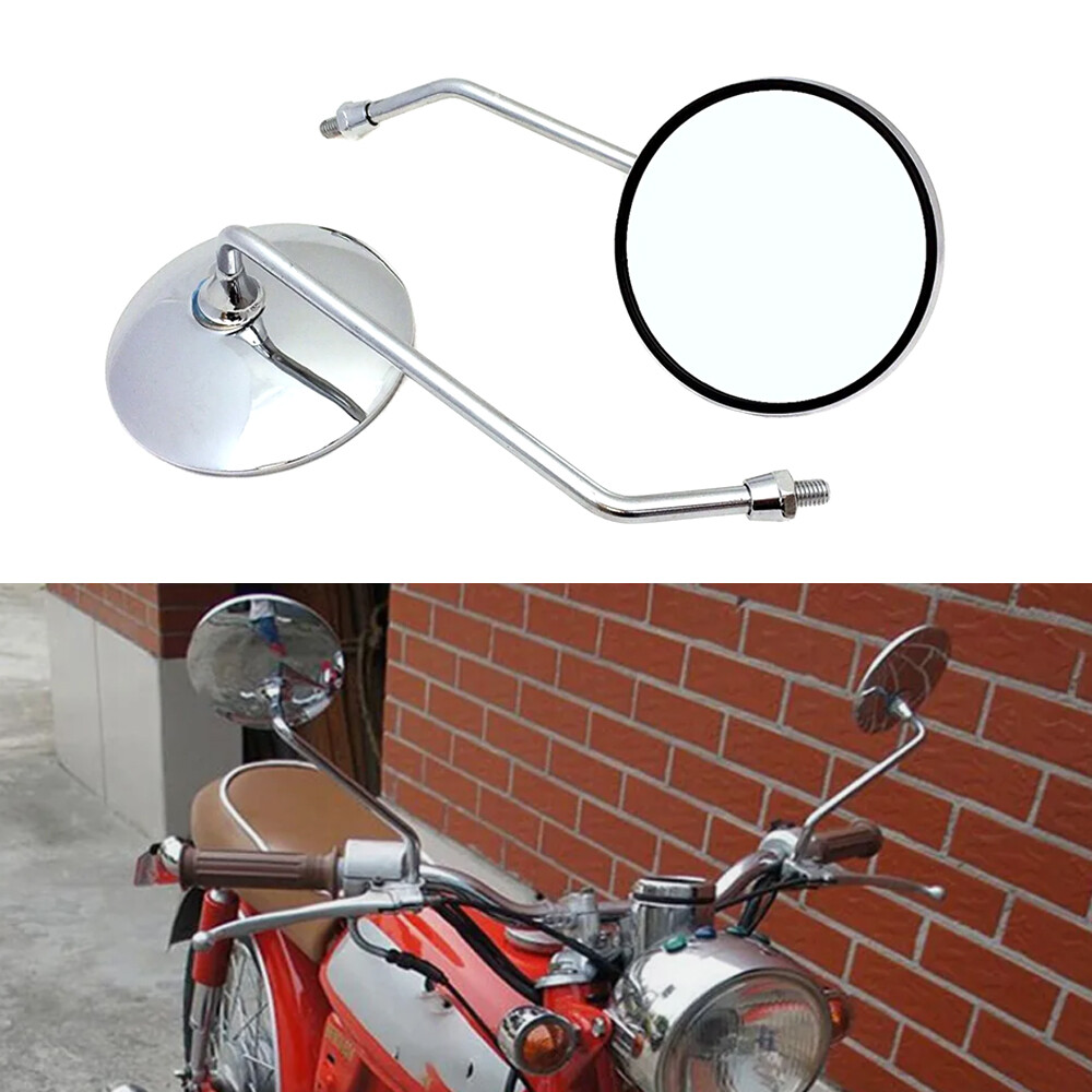 10MM Pair Round Rearview Side Mirrors for Suzuki GT250 GT380 GT550 GT750 T500