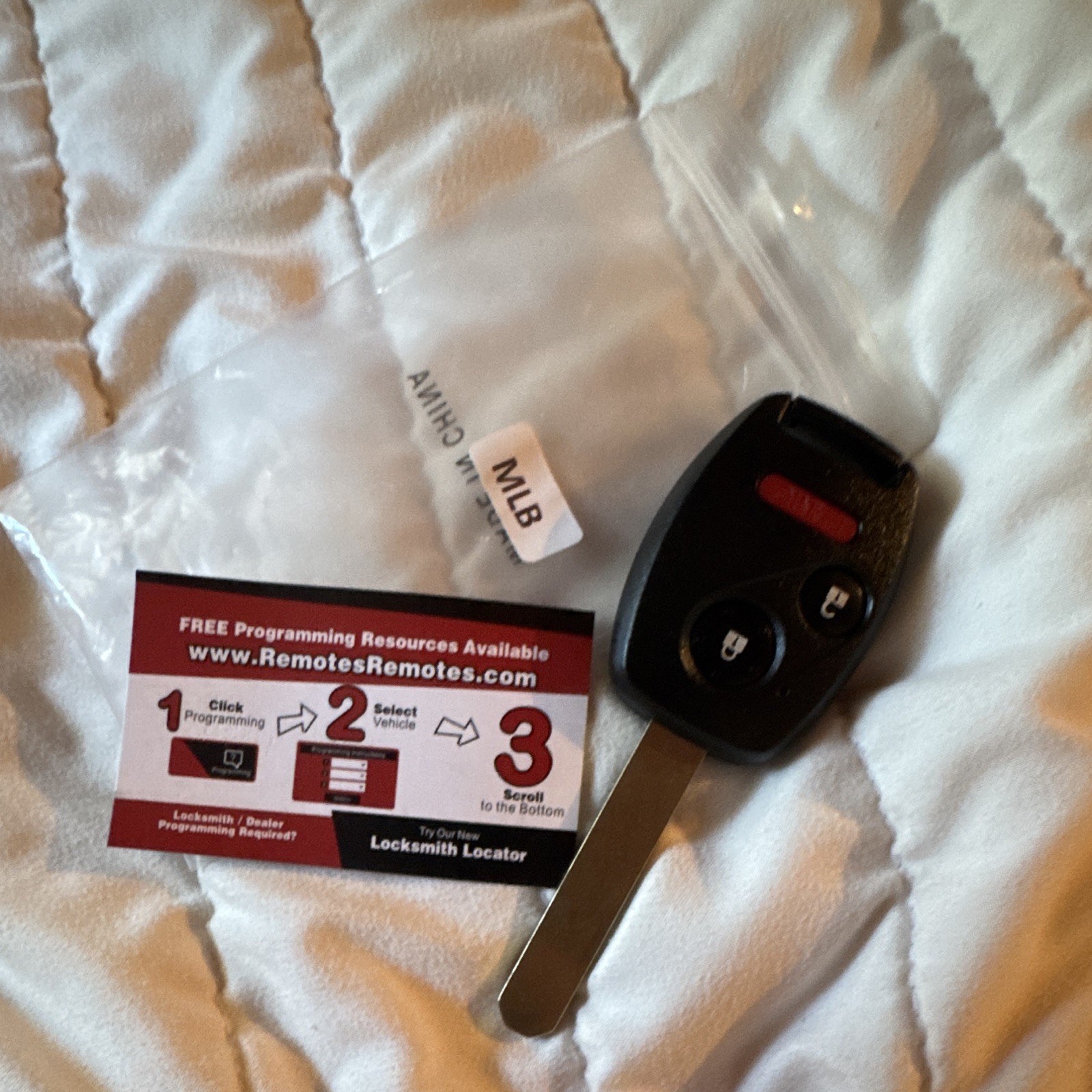 New Replacement Car Key Fob Remote with Uncut Key Blade – 3 Button Unprogrammed