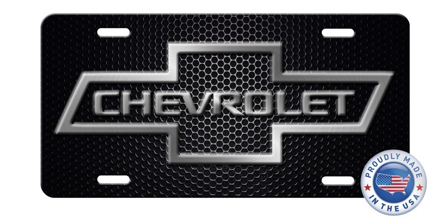 CHEVY Inspired Abstract Art on Black Glossy Vanity Aluminum License Plate Tag B