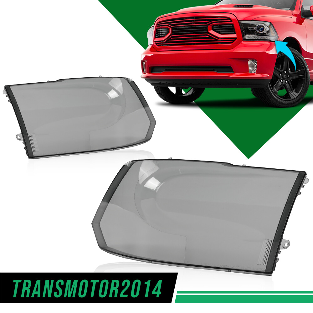 Headlamp Headlights Lens Smoked Cover Pair Fit For 2009-2018 Ram 1500 2500 3500