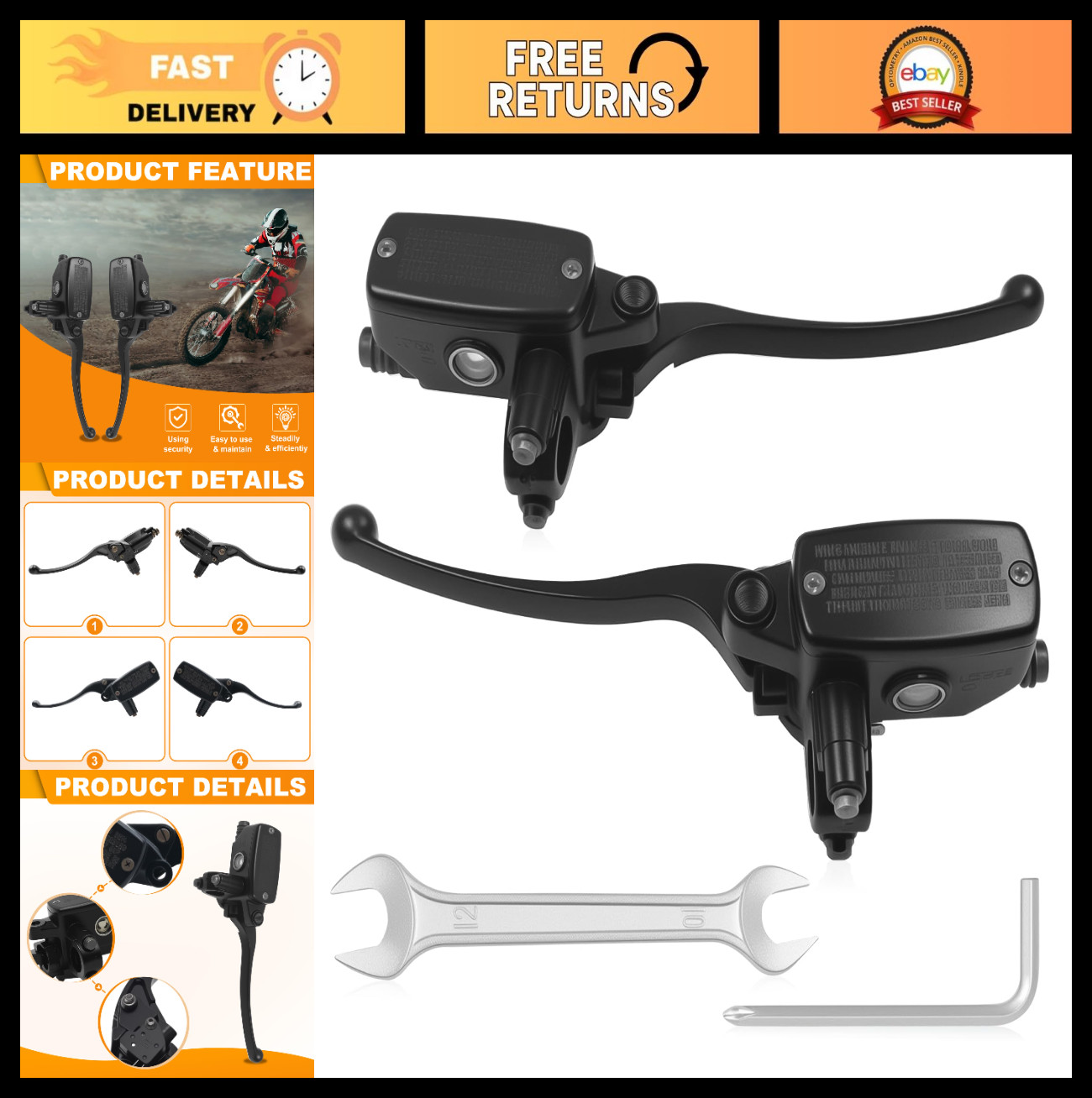 Universal 7/8″ 22mm Brake Clutch Master Cylinder for Motorcycles – Left & Right,