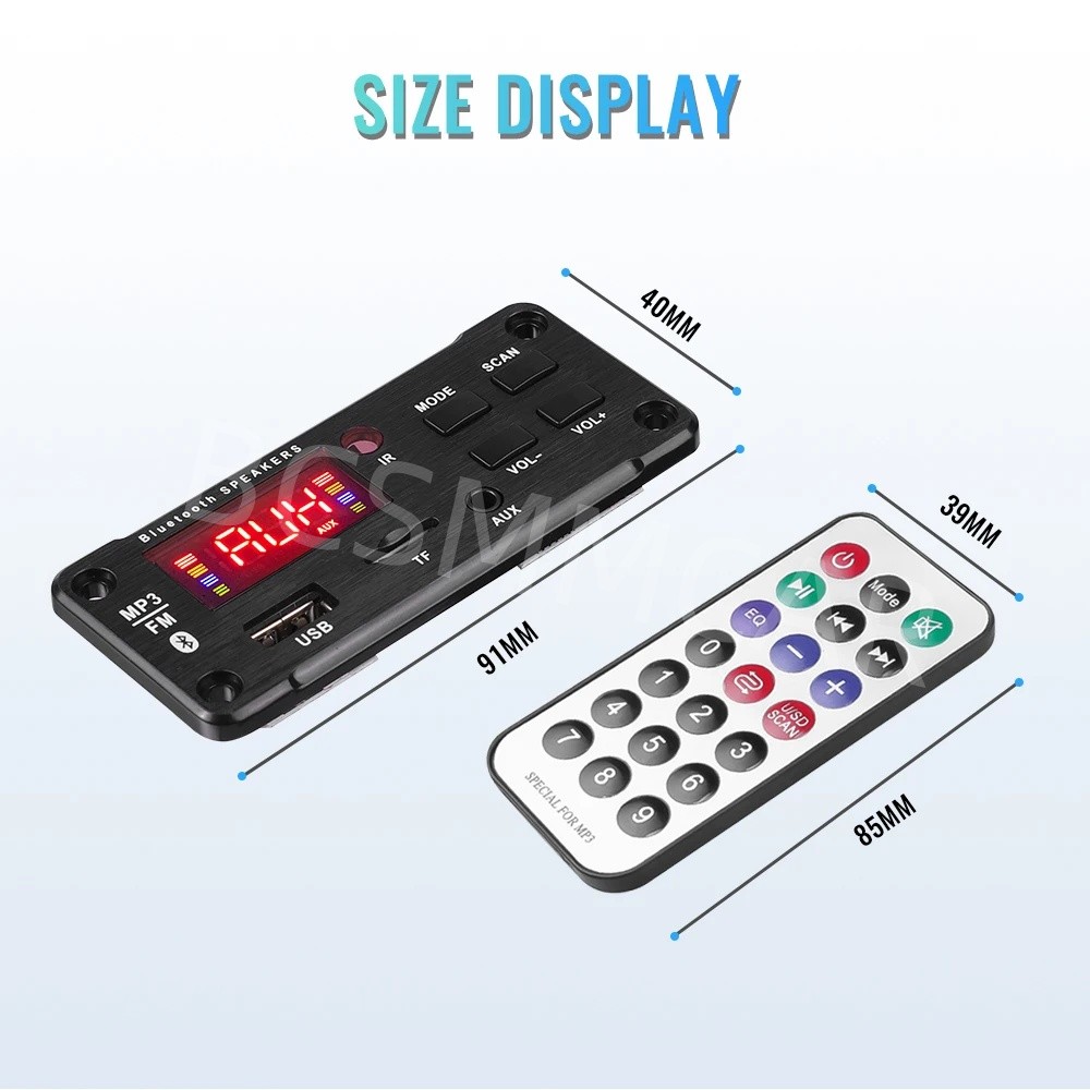 Bluetooth 5.0 Decoder Board Car MP3 Player Power Amplifier USB TF AUX FM Radio