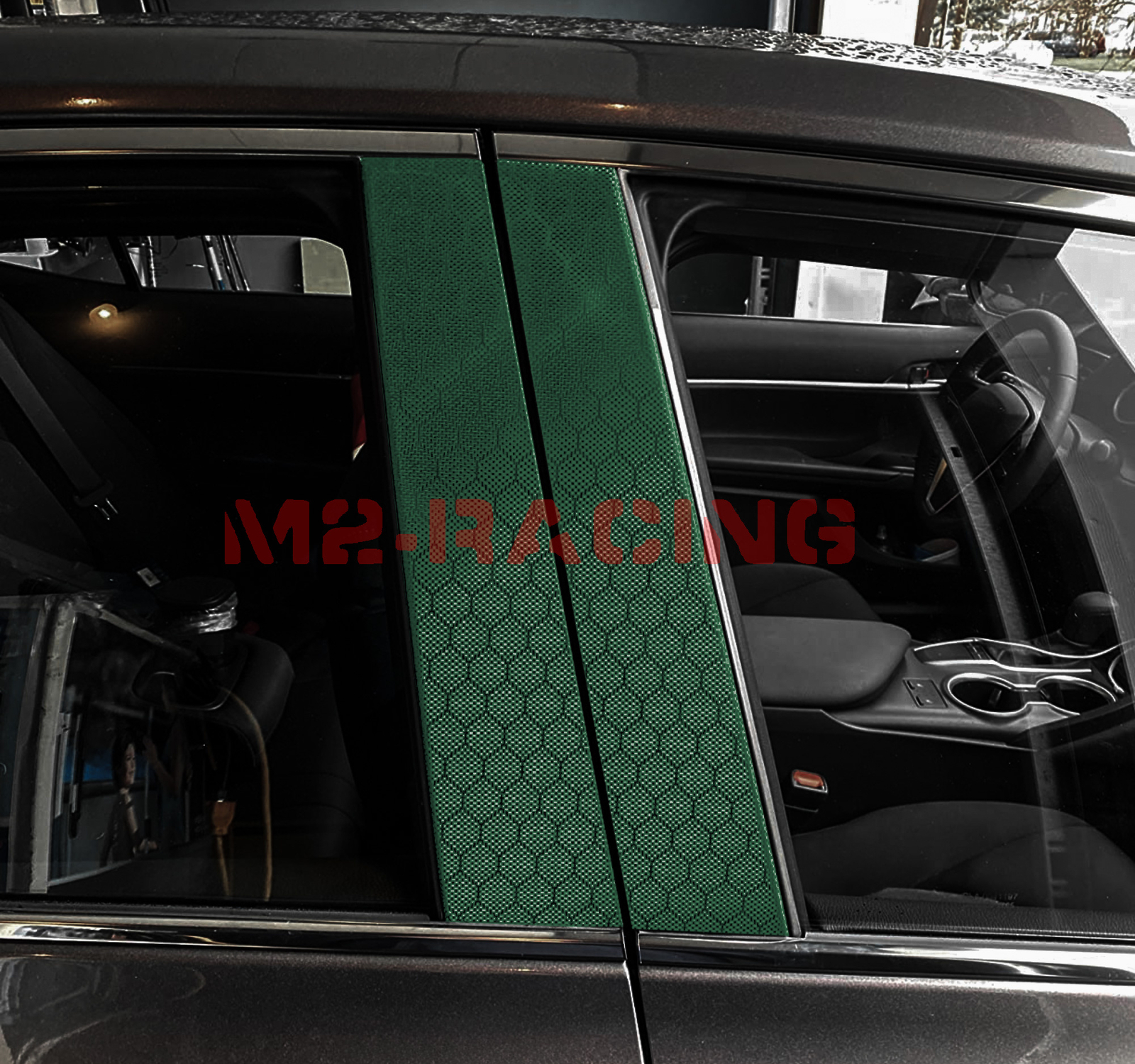 PET Honeycomb Carbon Fiber Satin Venom Green Hex Vehicle Vinyl Wrap Decal Sheet