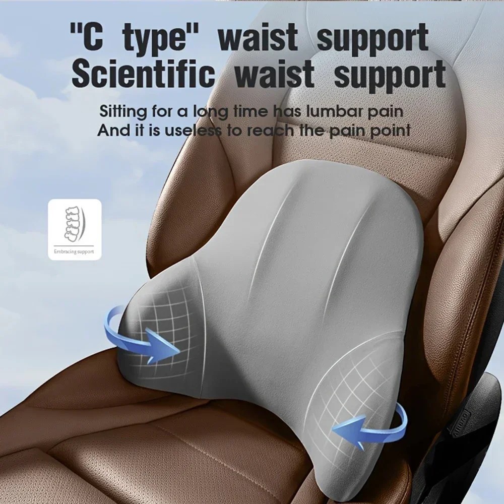 Ergonomic Memory Foam Back Pain Lumbar Support Neck Pillow Set Car Office Chair